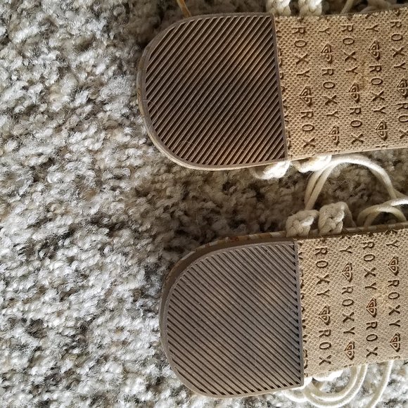 ROXY  WHITE GLADIATOR FLAT CORK SANDAL TIE SHOE 9 - Picture 7 of 9